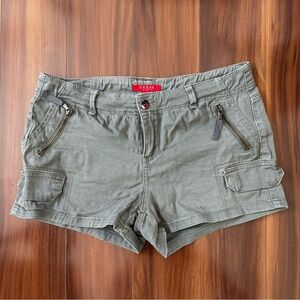 GUESS Olive Green Cargo Shorties with Zip & Flap Pockets